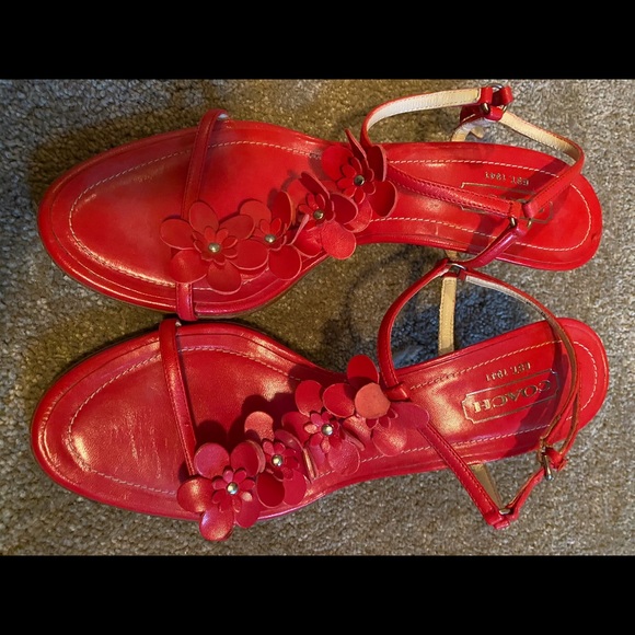 red coach sandals